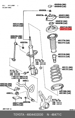 чашка пружины опорная!\Toyota Camry V30 01> 48044-32030 TOYOTA
