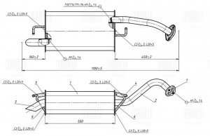 Глушитель Toyota Corolla (01-) 1.4i/1.6i осн. седан/унив. (алюм. сталь) (EMM 036 EMM0361 TRIALLI