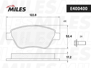 Колодки тормозные передние (без датчика + болты) (Смесь Low-Metallic) FIAT ALBEA E400400 MILES