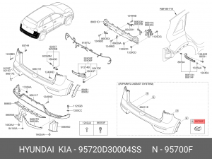 Датчик парковки KIA Optima (16-) передний/задний (4SS) OE 95720D30004SS HYUNDAI KIA