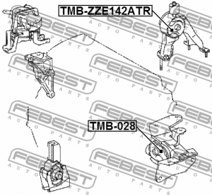 Сайлентблок задн опоры двигателя TOYOTA COROLLA/ALTIS E14 AT 07-13 TMB-ZZE142ATR TMB-ZZE142ATR FEBEST