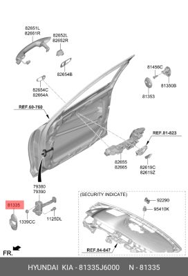 КОЖУХ ОГРАНИЧИТЕЛЯ ДВЕРИ 81335-J6000 81335J6000 HYUNDAI KIA