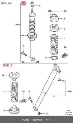 Гайка FORD Focus крепления опоры амортизатора переднего OE 1 381 995 FORD