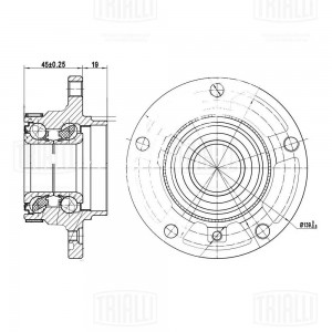Ступица BMW 3 (Е36) (90-)/3 (Е46) (98-) (перед. в сборе с подшип.) (MR 2631) MR 2631 TRIALLI