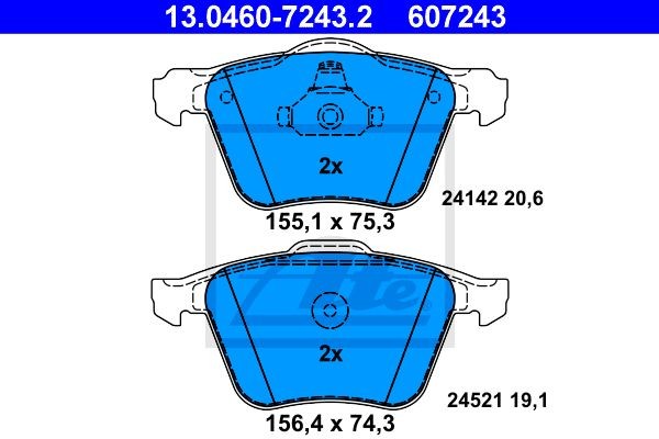 13.0460-7243.2 GDB1684 !колодки дисковые п.\ Ford S-Max, Volvo S80/V70/XC70 2.0- 13.0460-7243.2 ATE