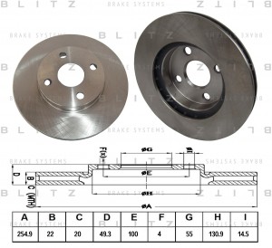 Диск тормозной передний вентилируемый TOYOTA Corolla 01- BS0387 BS0387 BLITZ