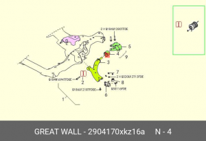 Сайлентблок GREAT WALL Hover H6 рычага переднего OE 2904170XKZ16A GREAT WALL