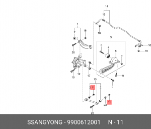 Гайка М12х1.5 SSANGYONG Kyron (05-),Actyon (10-),Reхton (06-) крепления рычага з 9900612001 SSANG YONG