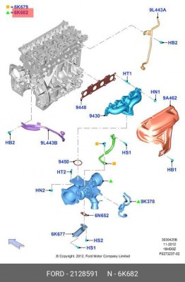 2128591 Турбокомпрессор Ford 2128591 восстановленный 2128591 FORD