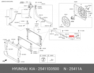 Патрубок HYUNDAI KIA Sportage (16-) радиатора верхний OE 25411D3500 HYUNDAI KIA