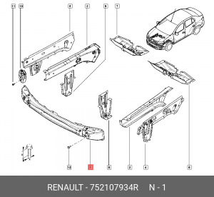 усилитель бампера пер.!\ Renault 752107934R RENAULT