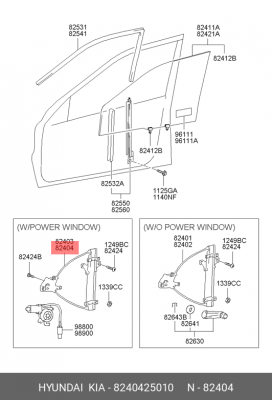 Стеклоподъемник HYUNDAI Accent (99-) двери правой автоматический OE 8240425010 HYUNDAI KIA