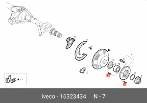 болт крепления ступицы! M10x1.25x25\ Iveco 16323434 IVECO