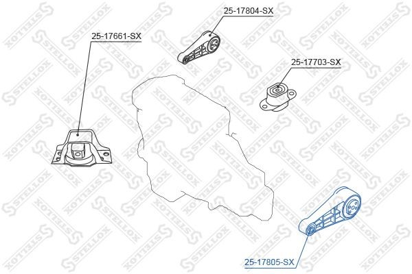 подушка ДВС нижняя!\ Renault Megane/Scenic 1.5DCi 02> 25-17805-SX STELLOX