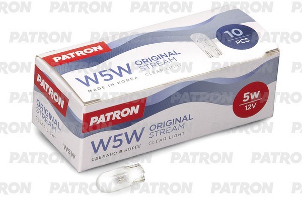 Лампа накаливания (10шт в упаковке) W5W 12V 5W W2,1X9,5d  PLT10125 PLT10-12/5 PATRON