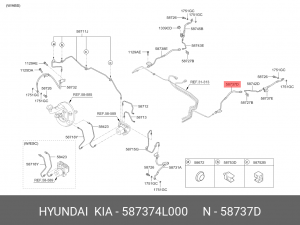 Трубка тормозная HYUNDAI Accent (15-16) задняя левая OE 587374L000 HYUNDAI KIA