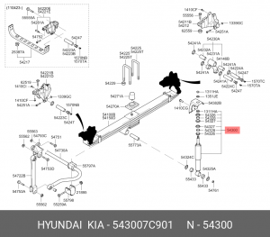 Амортизатор HYUNDAI HD260,270 передний левый/правый масляный OE 543007C901 HYUNDAI KIA