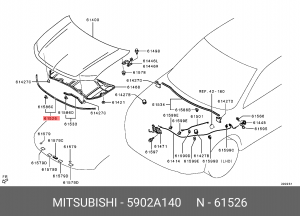 уплотнитель капота! \Mitsubishi Outlander 12> 5902A140 MITSUBISHI