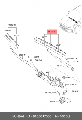Щетка стеклоочистителя HYUNDAI Elantra (19-) левая OE 98350J7000 HYUNDAI KIA