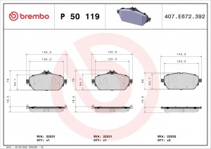 Колодки тормозные P50119 P50119 BREMBO