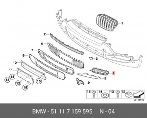 Решетка бампера BMW X5 (E70) переднего левая OE 51 11 7 159 595 BMW