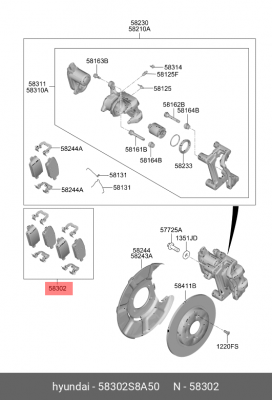 колодки тормозные дисковые!\ Hyundai 58302-S8A50 HYUNDAI