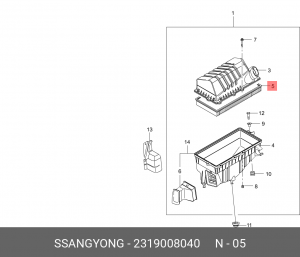 Фильтр воздушный SSANGYONG Rexton (02-) (E23/28/32) OE 2319008040 SSANG YONG
