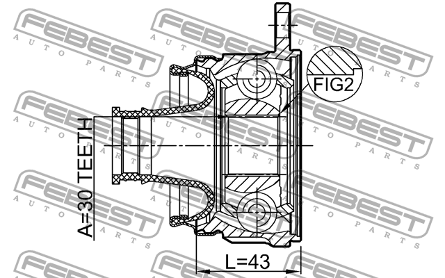 ШРУС карданного вала MITSUBISHI L200 KA,KB# 2005.12-2013.01 0411-KB4SHA 0411-KB4SHA FEBEST