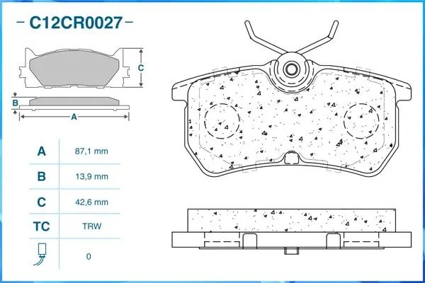 Тормозные колодки задние Low Metallic C12CR0027 C12CR0027 CWORKS