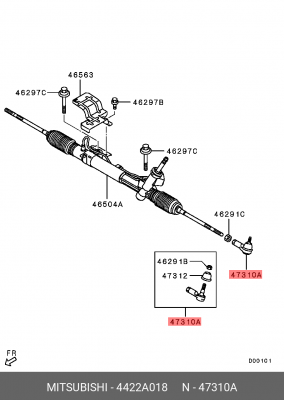 наконечник рулевой наружный!\ Mitsubishi Galant/Lancer 1.8-2.4 06>/Outlander all 4422A018 MITSUBISHI