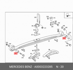 сайлентблок рессоры !перед.24x62x96 \MB Actros BM655/656/657/658/659/95x/RVI Pre A0003223285 MERCEDES BENZ