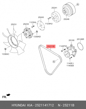 Ремень приводной клиновой 13х1181 HYUNDAI HD65,72,78,County дв.D4AL ЕВРО-2,D4DB/ 2521141712 HYUNDAI KIA