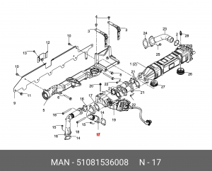 51.08153-6008 Exhaust gas recirculation pipe 51081536008 MAN