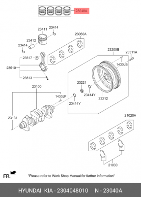 КОЛЬЦА ПОРШНЕВЫЕ HD-35/65/78 D4GA 2304048010 MOBIS
