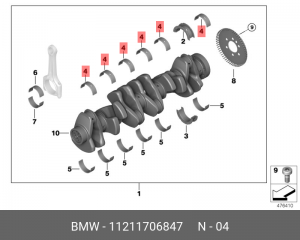 Вкладыш(60,00ММ 0) Е46,39,60,38,65,83,53 11 21 1 706 847 BMW