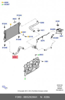 Патрубок системы охлаждения EXPLORER 11- BB5Z8286H BB5Z-8286-H FORD