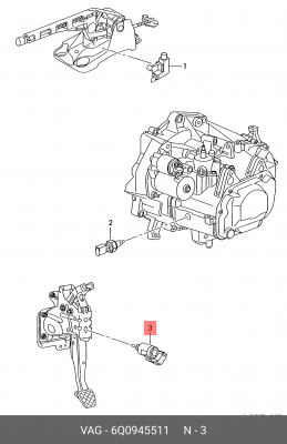 Выключатель VW AUDI SEAT SKODA стоп-сигнала OE 6Q0 945 511 VAG