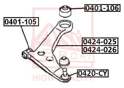 РЫЧАГ ПЕРЕДНИЙ ПРАВЫЙ MITSUBISHI 424012 0424-012 ASVA