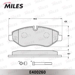 Колодки тормозные передние (без датчика + болты) (Смесь Low-Metallic) (MB SPRINT E400260 MILES