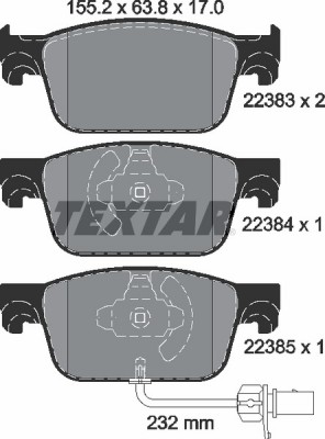 Колодки тормозные AUDI A5,S5 (F5) (17-) передние (4шт.) TEXTAR 2238301 TEXTAR