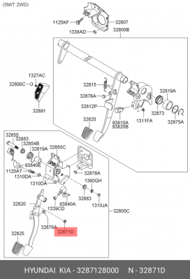 Втулка HYUNDAI Porter оси педали сцепления OE 3287128000 HYUNDAI KIA