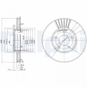 BG2745 диск тормозной передний! 5 отв.\ Audi 100/A4/A6, VW Passat all 90> BG2745 DELPHI
