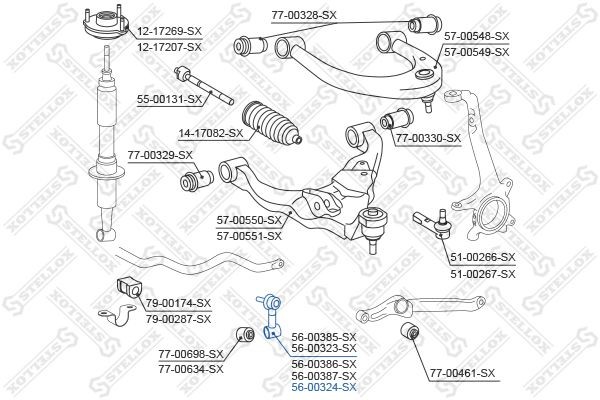 тяга стабилизатора !переднего правая\ Lexus LX 570 07> 56-00324-SX STELLOX
