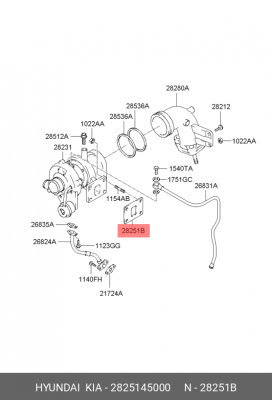 Прокладка HYUNDAI HD65,72,78,County дв.D4AL,D4DB,D4DD турбокомпрессора OE 2825145000 HYUNDAI KIA