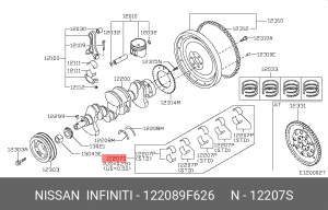 ВКЛАДЫШ (ПОДШИПНИК СКОЛЬЖЕНИЯ) КОЛЕНВАЛА 12208-9F626 12208-9F626 NISSAN