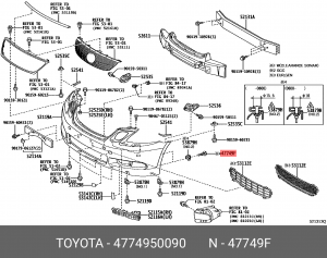 клипса! крепления подкрылка переднего крыла\ Toyota Avensis 47749-50090 TOYOTA