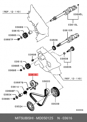Ролик ГРМ MITSUBISHI Galant,L200,L300,Montero,Pajero (2.5 TDI) натяжителя OE MD050125 MITSUBISHI