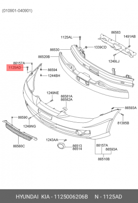 Болт HYUNDAI KIA OE 1125006206B HYUNDAI KIA