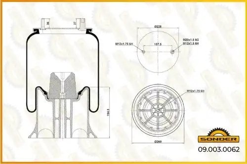 Пневморессора Premium со стаканом (пластик) 1 шп.+1шп.-шт. стакан 1 отв. (центр) 090030062 SONDER