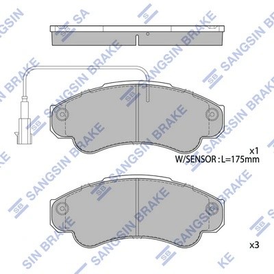 Колодки тормозные PEUGEOT Boxer CITROEN Jumper FIAT Ducato (94-) передние (4шт.) SP4033 SANGSIN